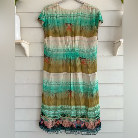 Sundance Silk Cap Sleeve Multicolor Dress Size 10 - Picture 10 of 12